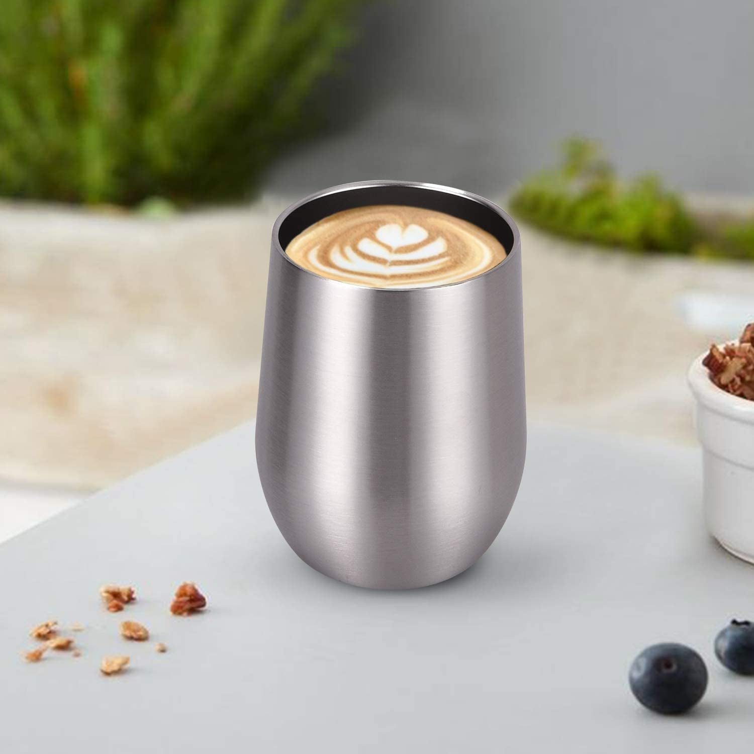 12 Pack Stainless Steel Wine Tumblers, 12Oz Double Wall Vacuum Insulated Wine Tumblers with Lids and Straws, Stainless Steel Stemless Wine Glasses for Coffee, Wine, Cocktails, Champaign, Silver - My Store