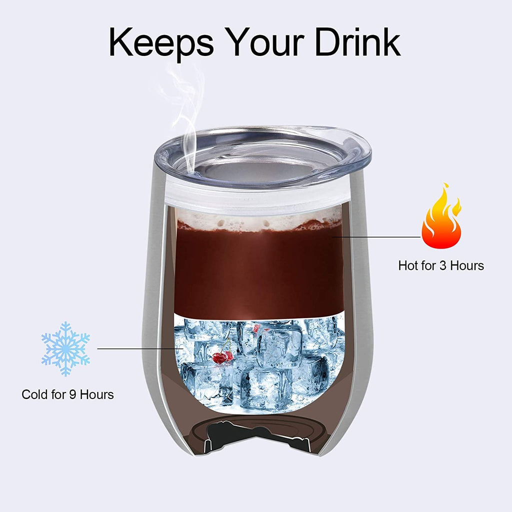 12 Pack Stainless Steel Wine Tumblers, 12Oz Double Wall Vacuum Insulated Wine Tumblers with Lids and Straws, Stainless Steel Stemless Wine Glasses for Coffee, Wine, Cocktails, Champaign, Silver - My Store