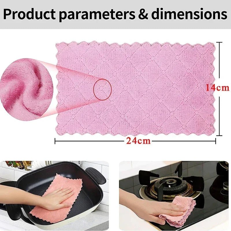1/5/10Pcs Microfiber Towel Absorbent Kitchen Cleaning Cloth Non - Stick Oil Dish Towel Rags Napkins Tableware Household Cleaning - My Store