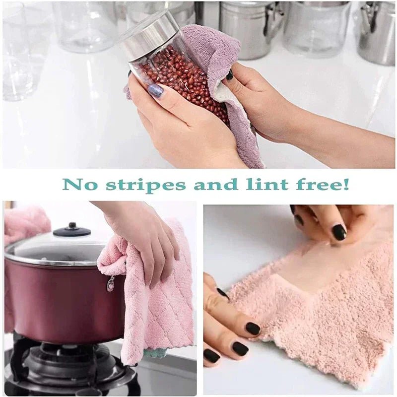 1/5/10Pcs Microfiber Towel Absorbent Kitchen Cleaning Cloth Non - Stick Oil Dish Towel Rags Napkins Tableware Household Cleaning - My Store