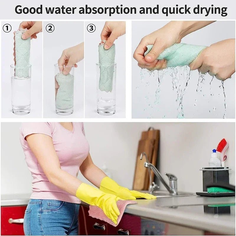 1/5/10Pcs Microfiber Towel Absorbent Kitchen Cleaning Cloth Non - Stick Oil Dish Towel Rags Napkins Tableware Household Cleaning - My Store