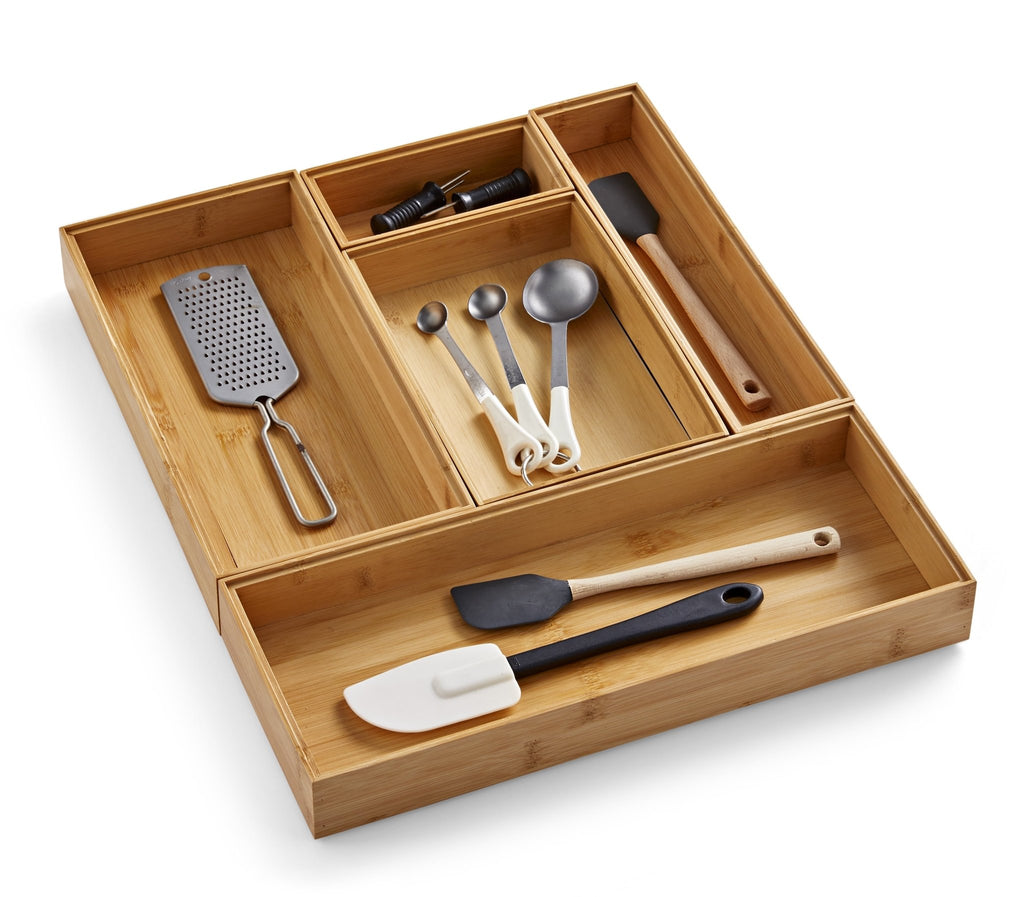(3 Pack) Bamboo Drawer Organizer 5Pc Set, 17.9Wx 14.96Dx1.97H In, Natural Bamboo Color - My Store