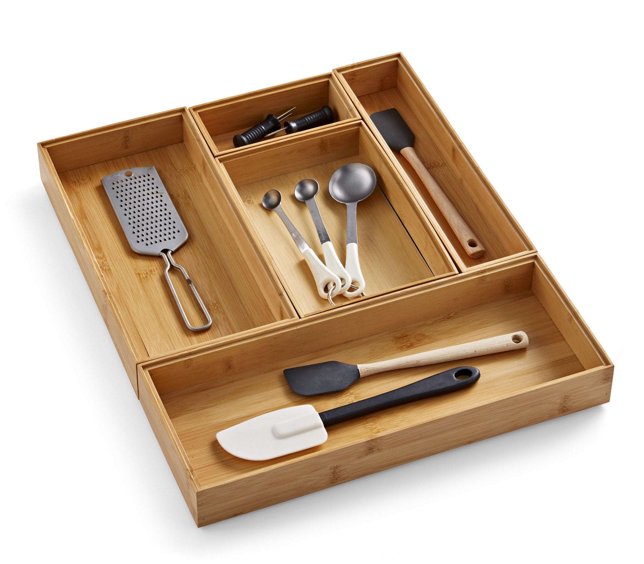 (3 Pack) Bamboo Drawer Organizer 5Pc Set, 17.9Wx 14.96Dx1.97H In, Natural Bamboo Color - My Store