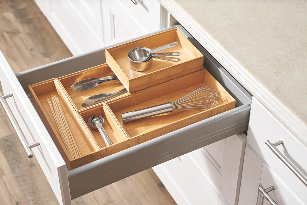 (3 Pack) Bamboo Drawer Organizer 5Pc Set, 17.9Wx 14.96Dx1.97H In, Natural Bamboo Color - My Store